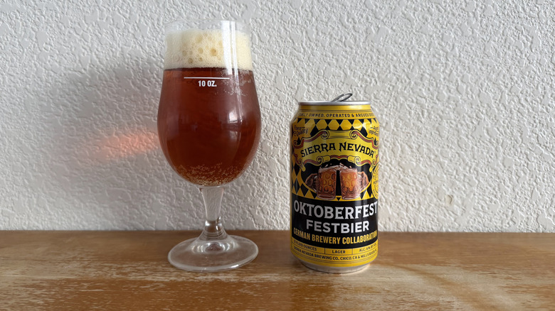 Sierra Nevada Oktoberfest can beside a full glass