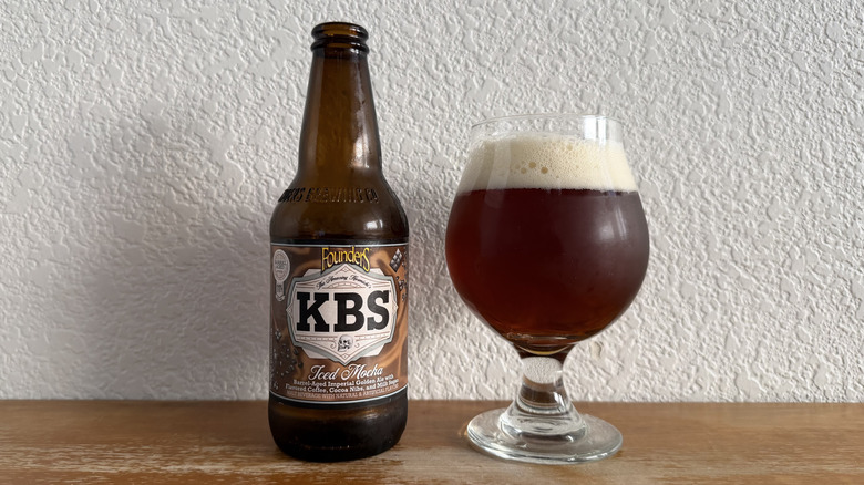 KBS Iced Mocha bottle beside a full glass