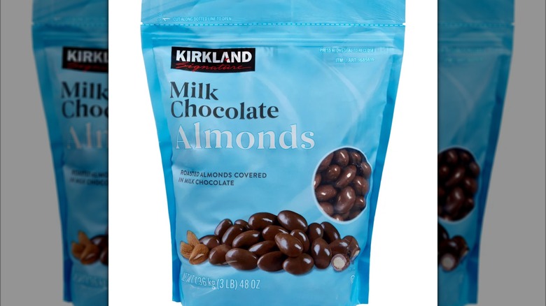 Bag of milk chocolate-covered almonds.