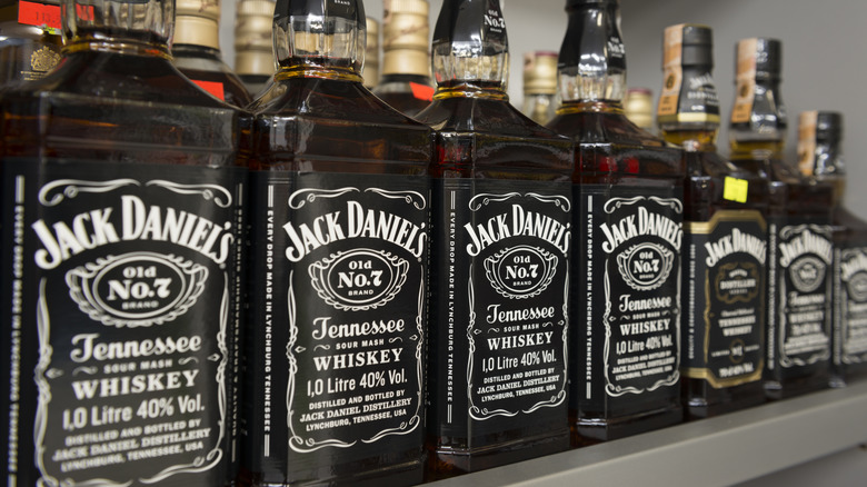display of Jack Daniel's whiskey bottles