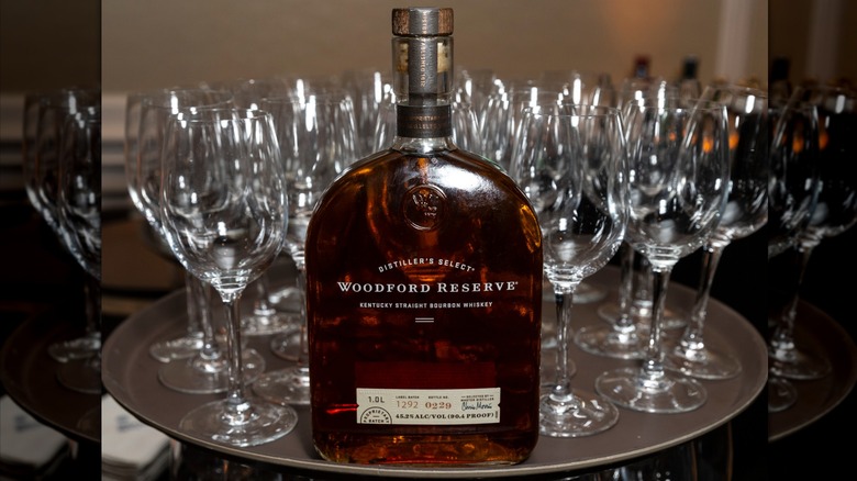 bottle of Woodford Reserve whiskey