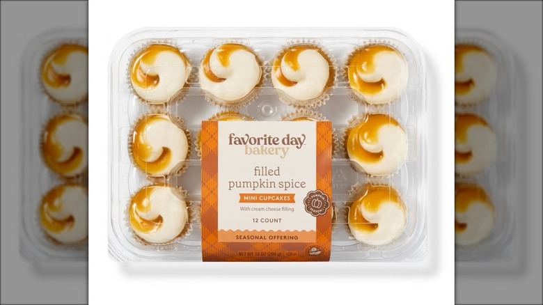 Package of pumpkin spice-flavored mini cupcakes.