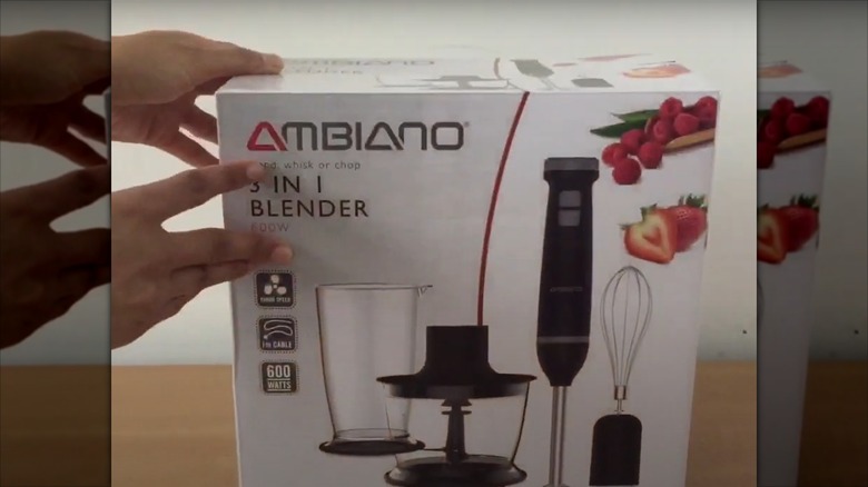 hands unboxing Ambiano Immersion Blender