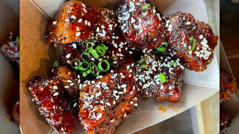 pork belly burnt ends in barbecue sauce