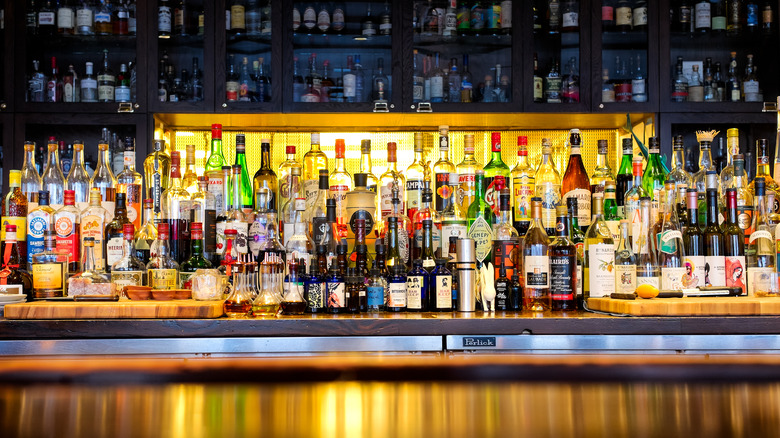 Liquor bottles in bar