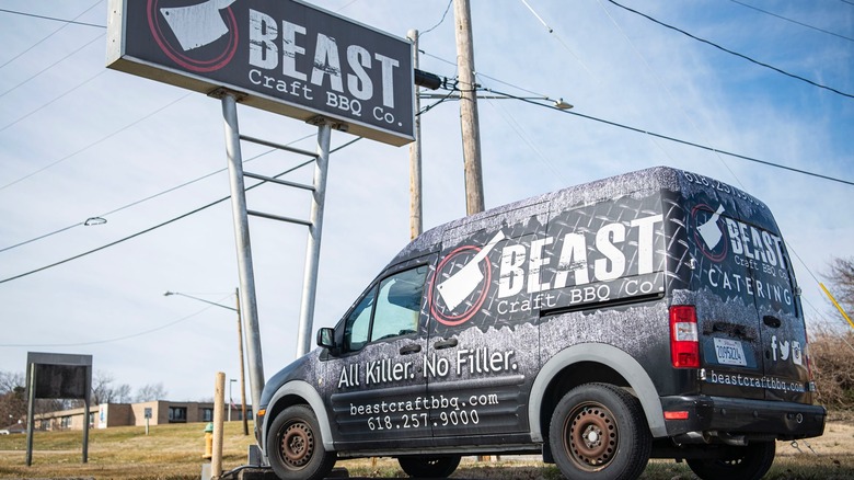 The BEAST Craft BBQ Co. catering truck and sign