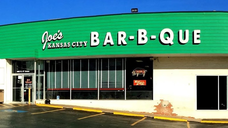 The front of Joe's Kansas City Bar-B-Que gas station restaurant
