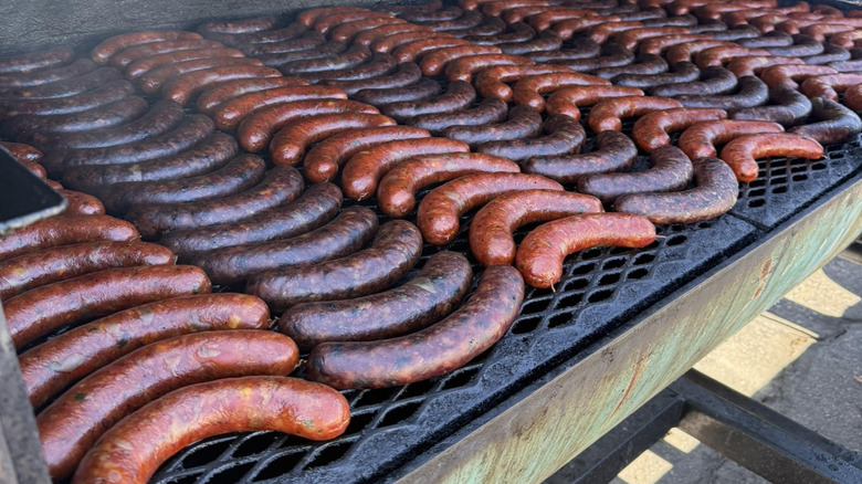 Sausages on the grill