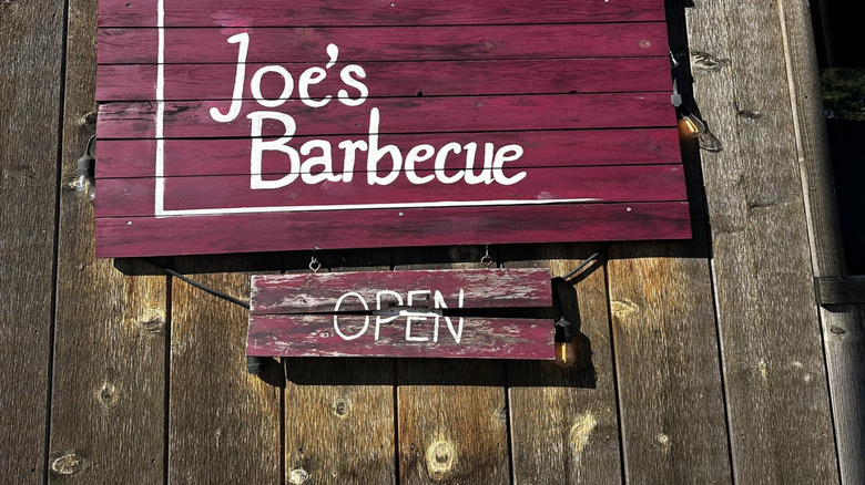 Joe's Barbecue open sign