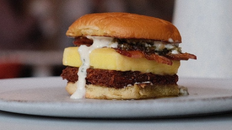 Breakfast sandwich on a plate