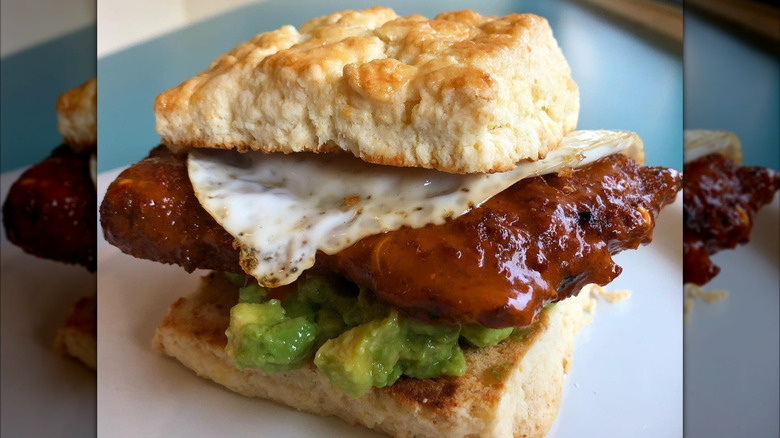 Spicy chicken biscuit sandwich