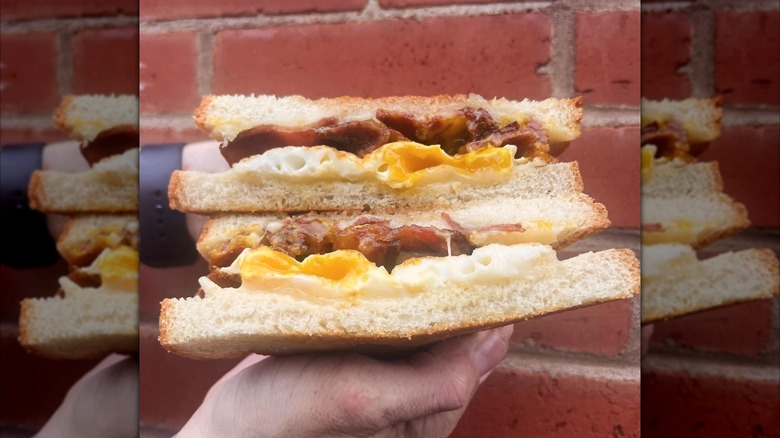 The combo sandwich split in half