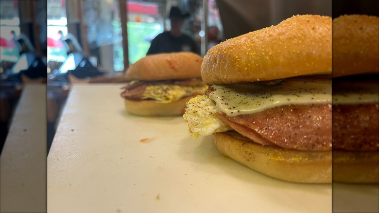 2 sandwiches on a table