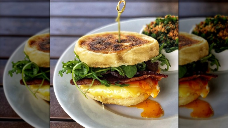 Breakfast sandwich on a plate