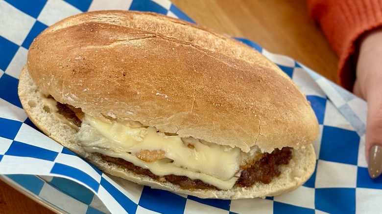 Breakfast sandwich on a plate