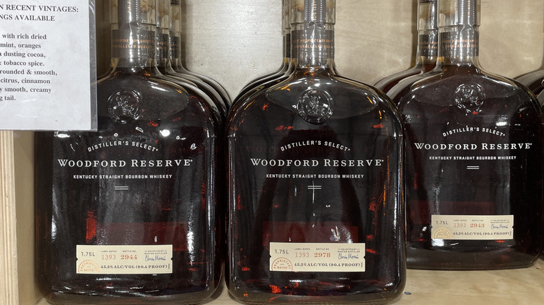 Bottles of Woodford Reserve bourbon at Costco