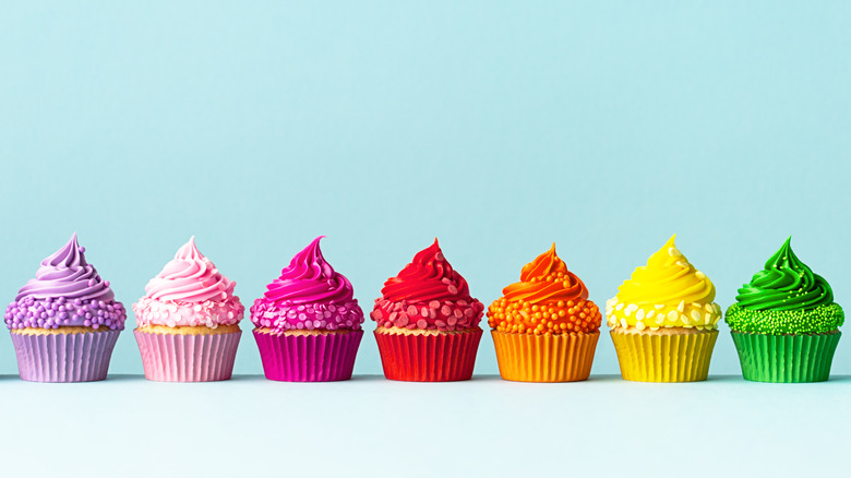 rainbow colored cupcakes