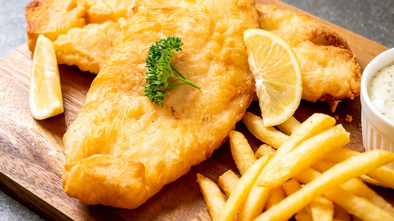 Fried fish with French fries