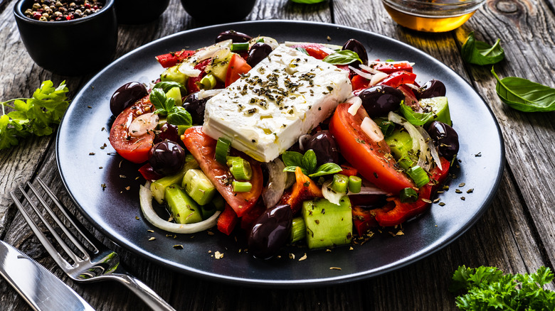 Fresh Greek salad on plate