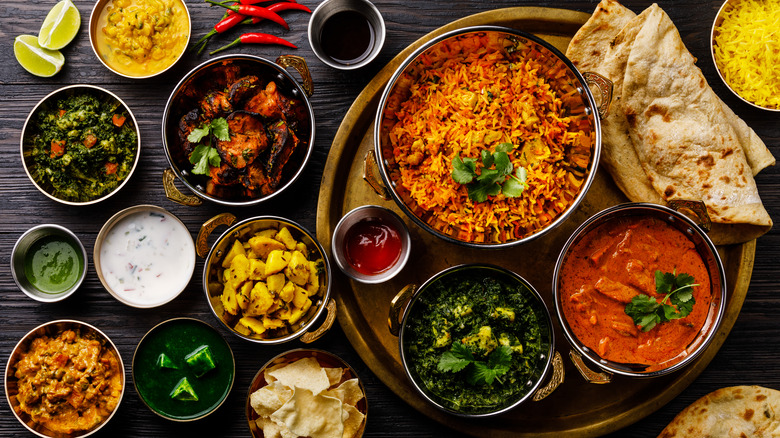 assortment of Indian food