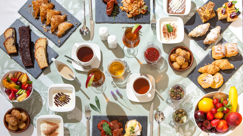 Mediterranean food items on table