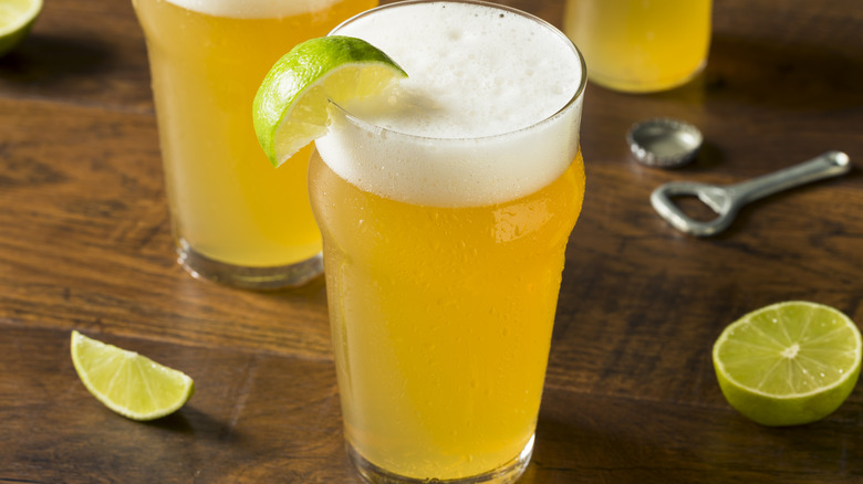 Mexican lager with lime and tequila