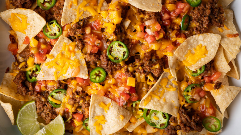 Plate of cheesy nachos 