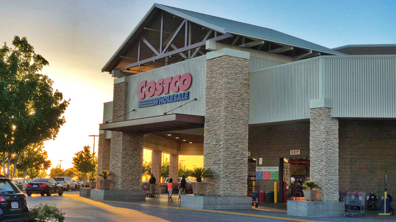 Costco warehouse at sunset