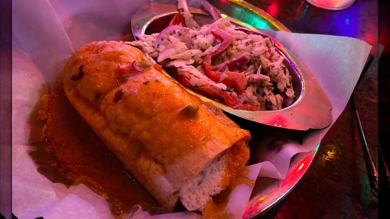 Broadway Oyster Bar's stuffed baguette with chicken, shrimp, and sausage