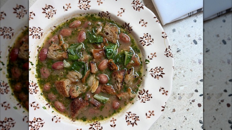 Fresh Cranberry Beans, Quahogs, Greens, Dried Tomatoes, Bread