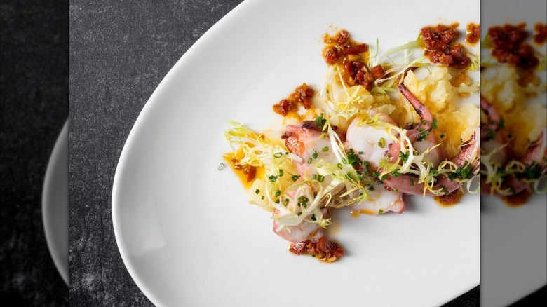 a octopus dish at RIME seafood & steak