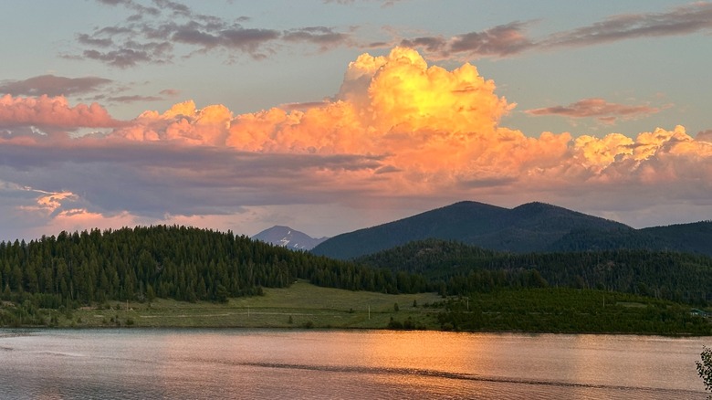 View of Colorado's Rocky Mountains over Lake Dillon.