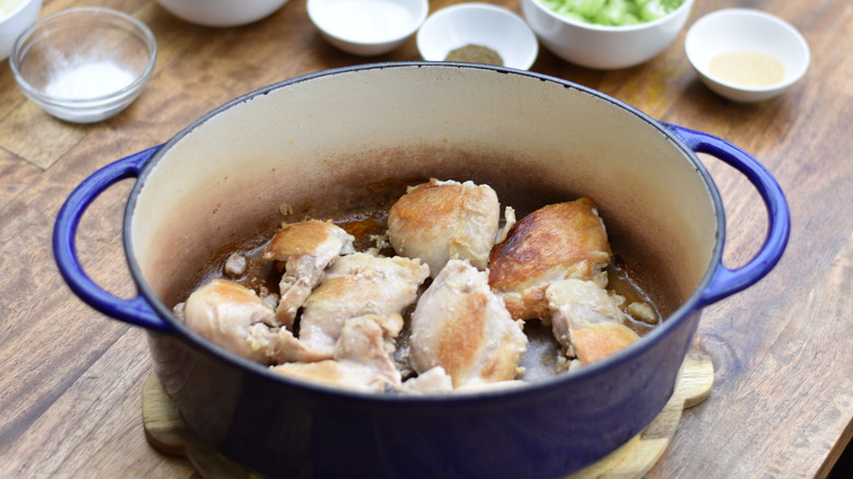 Browned chicken thighs