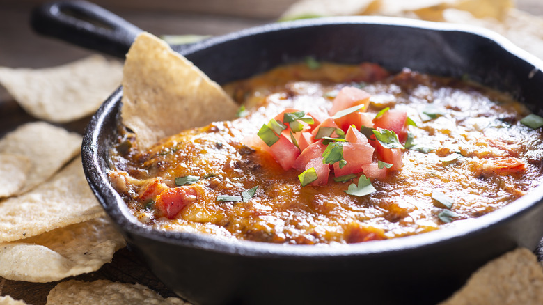 Queso fundido with tortilla chips
