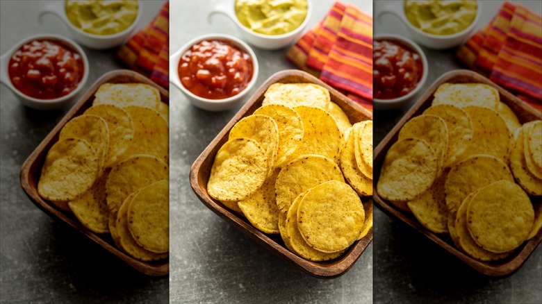 Wooden bowl with round chips
