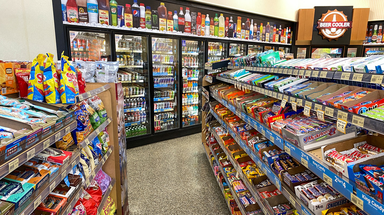 snack displays at gas station