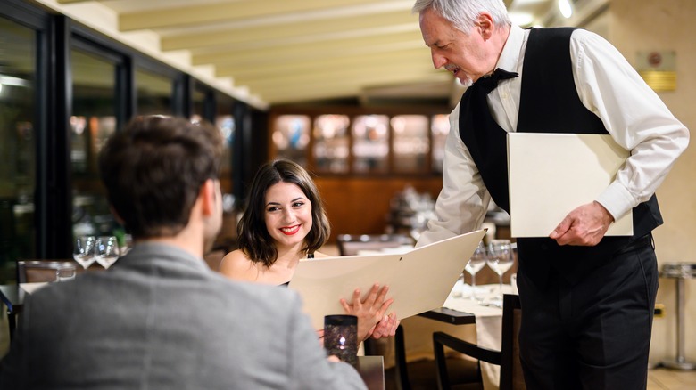 Couple on date at restaurant