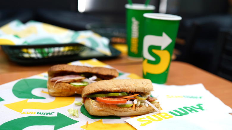 Subway sandwiches and drinks