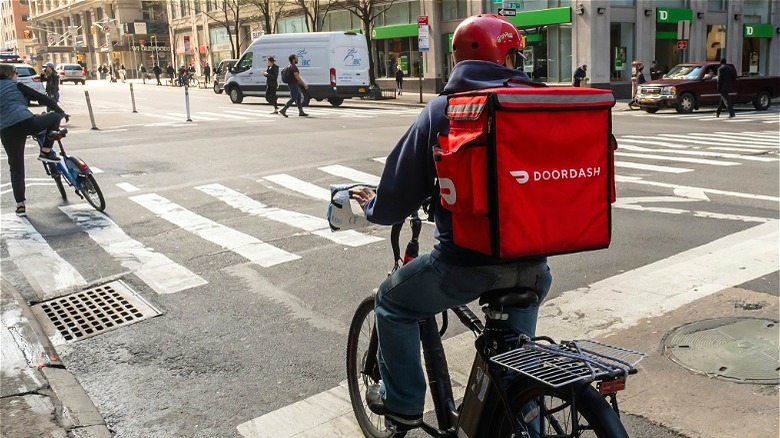 DoorDash employee on bike