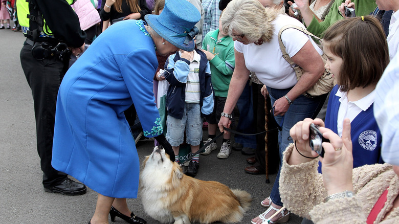 The queen with her corgi