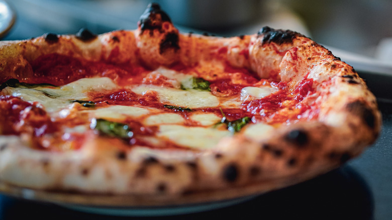 Neapolitan style pizza on plate