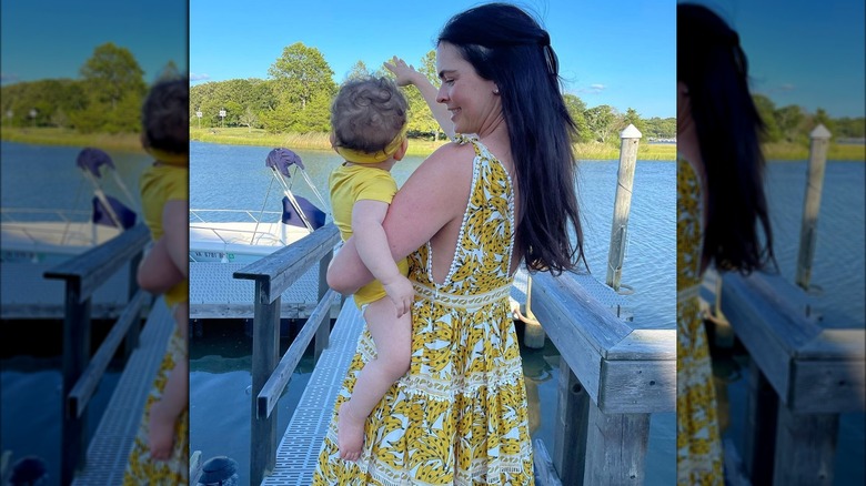 Katie and Iris near boats