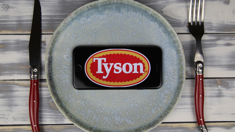 Tyson logo on plated phone