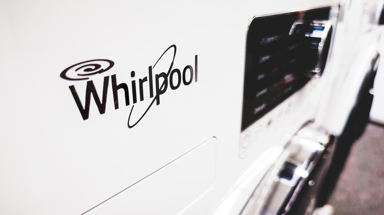 A Whirlpool-branded front load washing machine