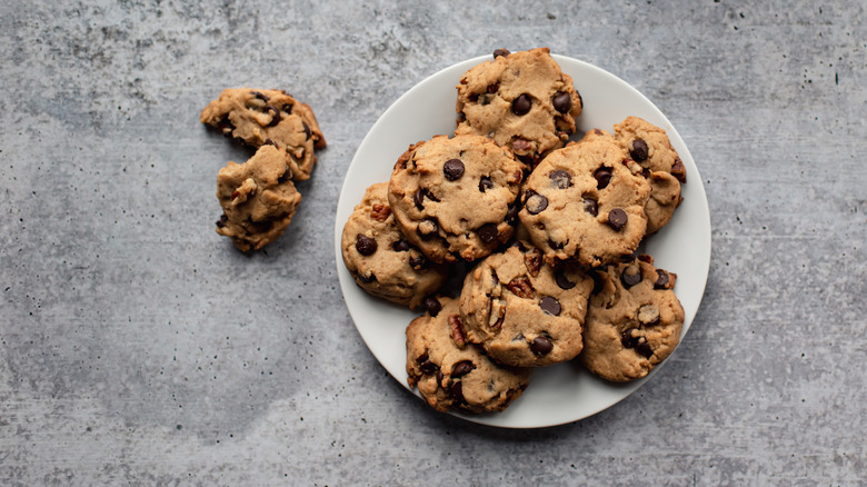 chocolate chip cookies on a plate