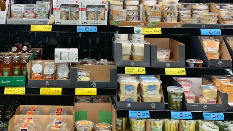 Aldi groceries with price labels