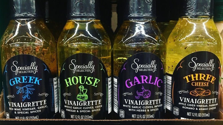 An assortment of vinaigrette dressings from Aldi.