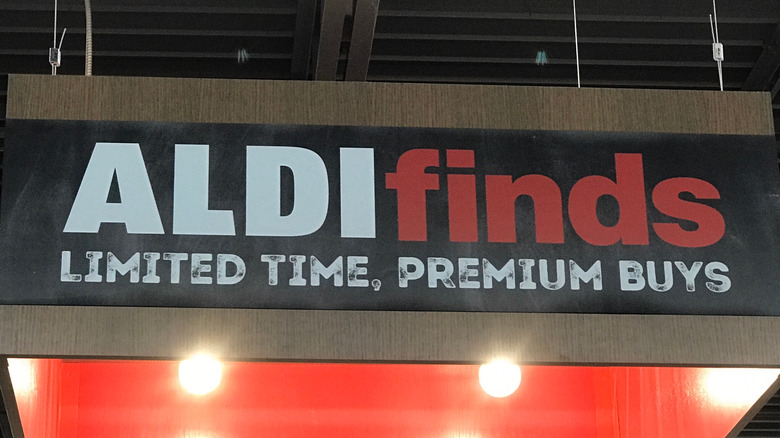 Aldi Finds sign hanging in store