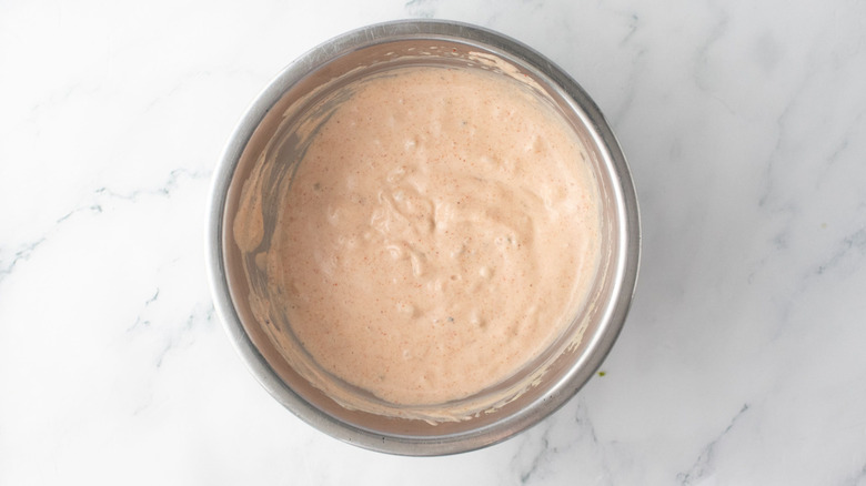 Creamy sauce in bowl