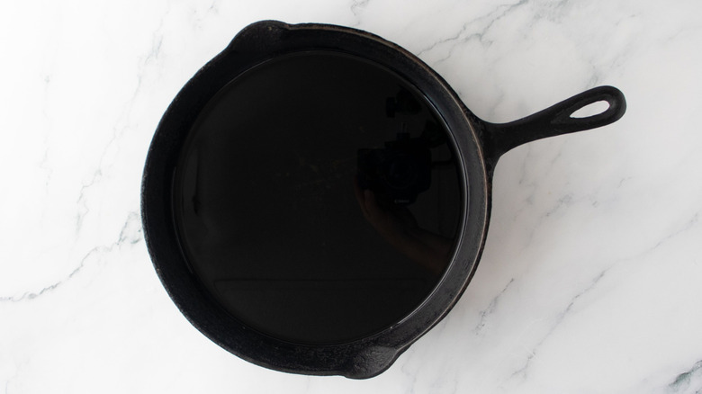 Oil in cast iron skillet